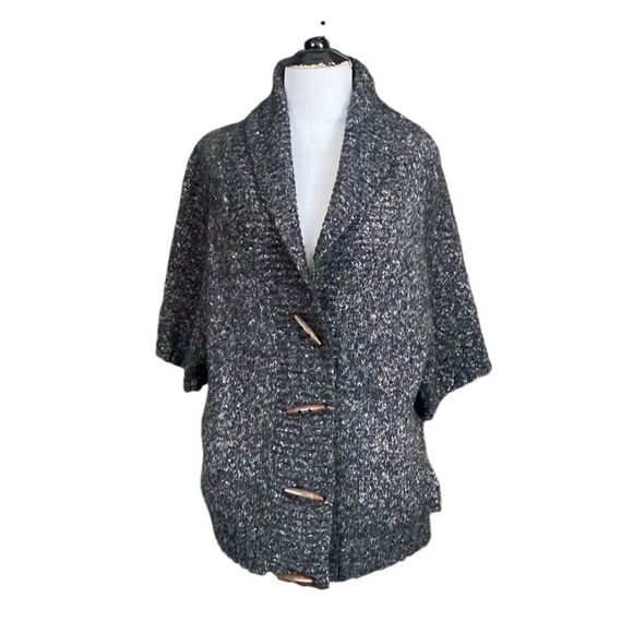 Style & Co. Sweaters - Style & Co Short Sleeve Cardigan Sweater Toggle Closure Marled Grey White Multi